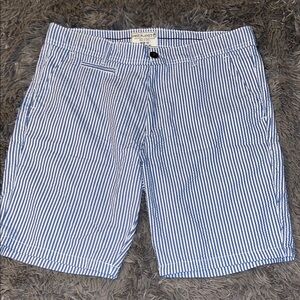 Free Planet Blue and White Striped Cargo Shorts